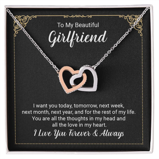 To My Girlfriend Necklace from Boyfriend To My Future Wife Necklace Jewelry For Girlfriend Gift For Girlfriend Gift for Her Romantic Birthday Valentines Day Gift For Girlfriend Gifts Necklaces 22 Interlocking Hearts Necklace