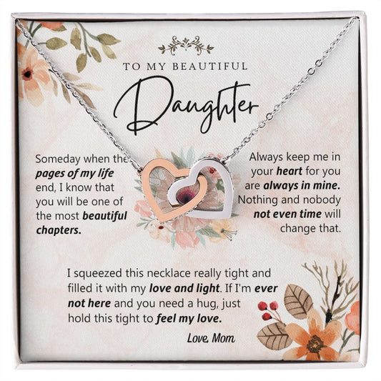 To My Beautiful Daughter Love Knot Necklace Christmas Gift For Daughter From Mom Interlocking Hearts Necklace
