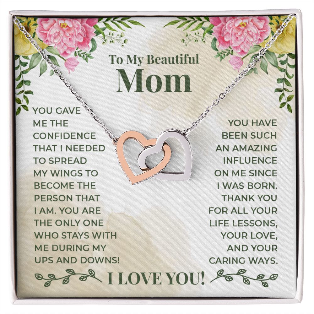 Mom Necklace Gifts for Mom from Daughter to Mom Gifts for Mothers Day from Daughter, To My Mom Necklace from Daughter to Mom Birthday Gifts Necklace with Message Card and Gift Box22 Interlocking Hearts Necklace