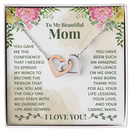 Mom Necklace Gifts for Mom from Daughter to Mom Gifts for Mothers Day from Daughter, To My Mom Necklace from Daughter to Mom Birthday Gifts Necklace with Message Card and Gift Box22 Interlocking Hearts Necklace