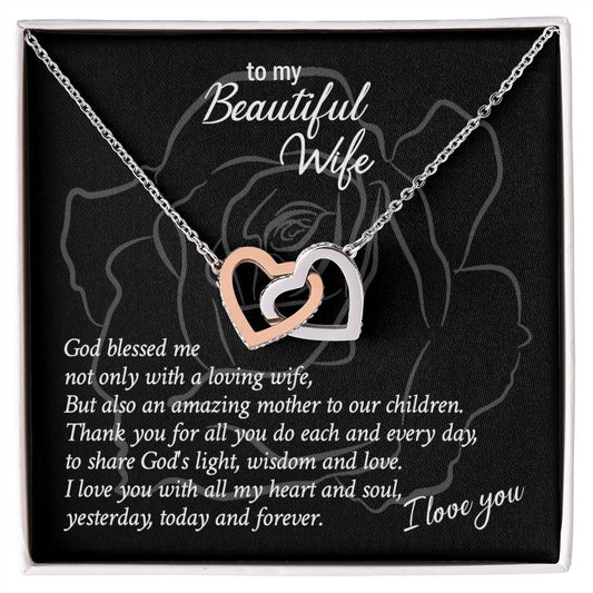 Necklace Gift for Wife, To My Beautiful Wife Hearts Necklace Gift Set Necklaces for Women, Necklace for Wife From Husband, Jewelry Gifts for Women, Gift Items for Women, Birthday Gifts for Her