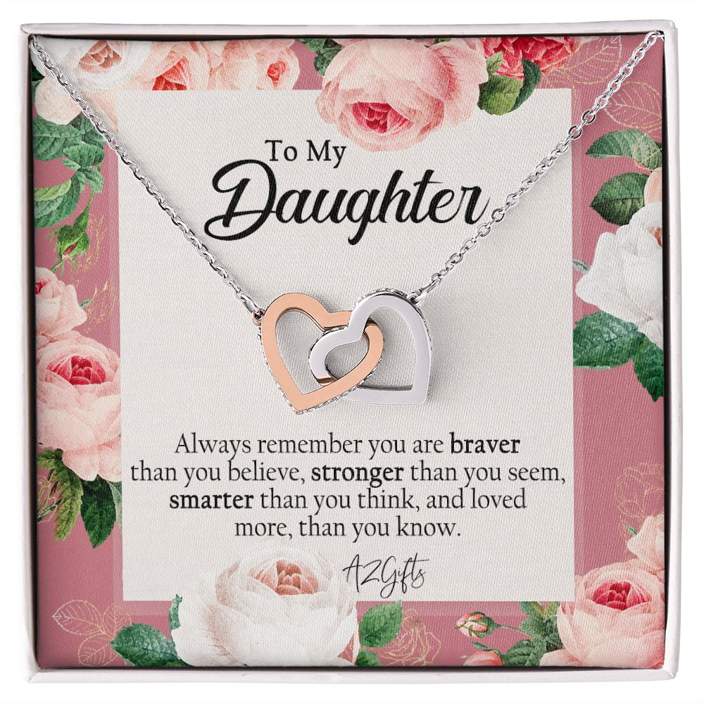 To My Daughter Gift Necklace from Mom, Mother and Daughter Necklace for Girls, Mother Daughter Gift Ideas, Jewelry Pendant Interlocking Hearts Necklace