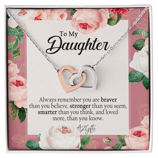 To My Daughter Gift Necklace from Mom, Mother and Daughter Necklace for Girls, Mother Daughter Gift Ideas, Jewelry Pendant Interlocking Hearts Necklace