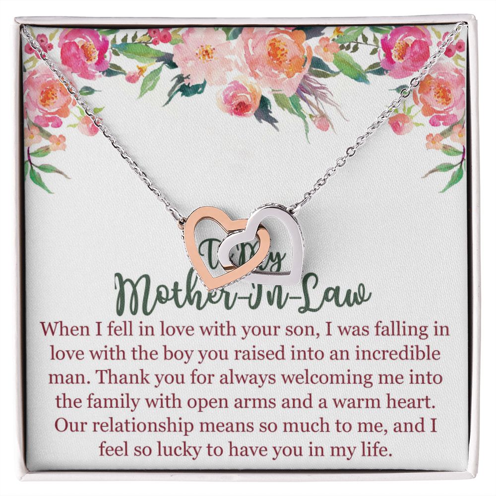 To My Mom In Law Necklace Pendant Gift From Son Happy Mother's Day Gift For Mom Birthday, Anniversary Love With Your Son Interlocking Hearts Necklace