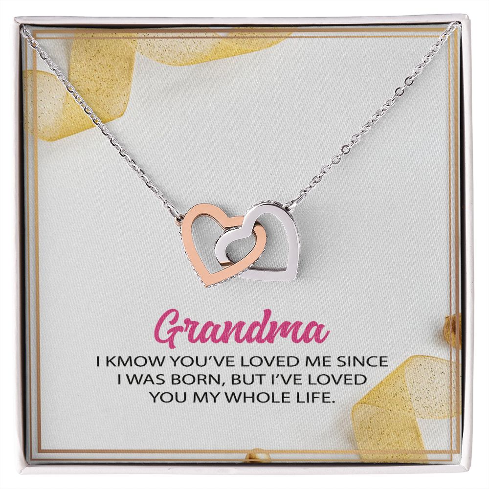 To My Grandma Necklace, Gift for Grandmother Necklace, Mothers Day Gift For Grandma Nana, Grandma Jewelry From Grandchildren GrandKids , Jewelry Box Gift For Grandma Grandmother12 Interlocking Hearts Necklace