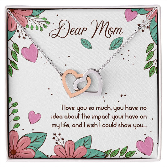 To My Dear Mom Necklace Pendant Gift From Daughter Or Son Necklace For To Mommy, Mother, Mother In Law Gift On Birthday, Anniversary Holiday Gift 30821 Interlocking Hearts Necklace