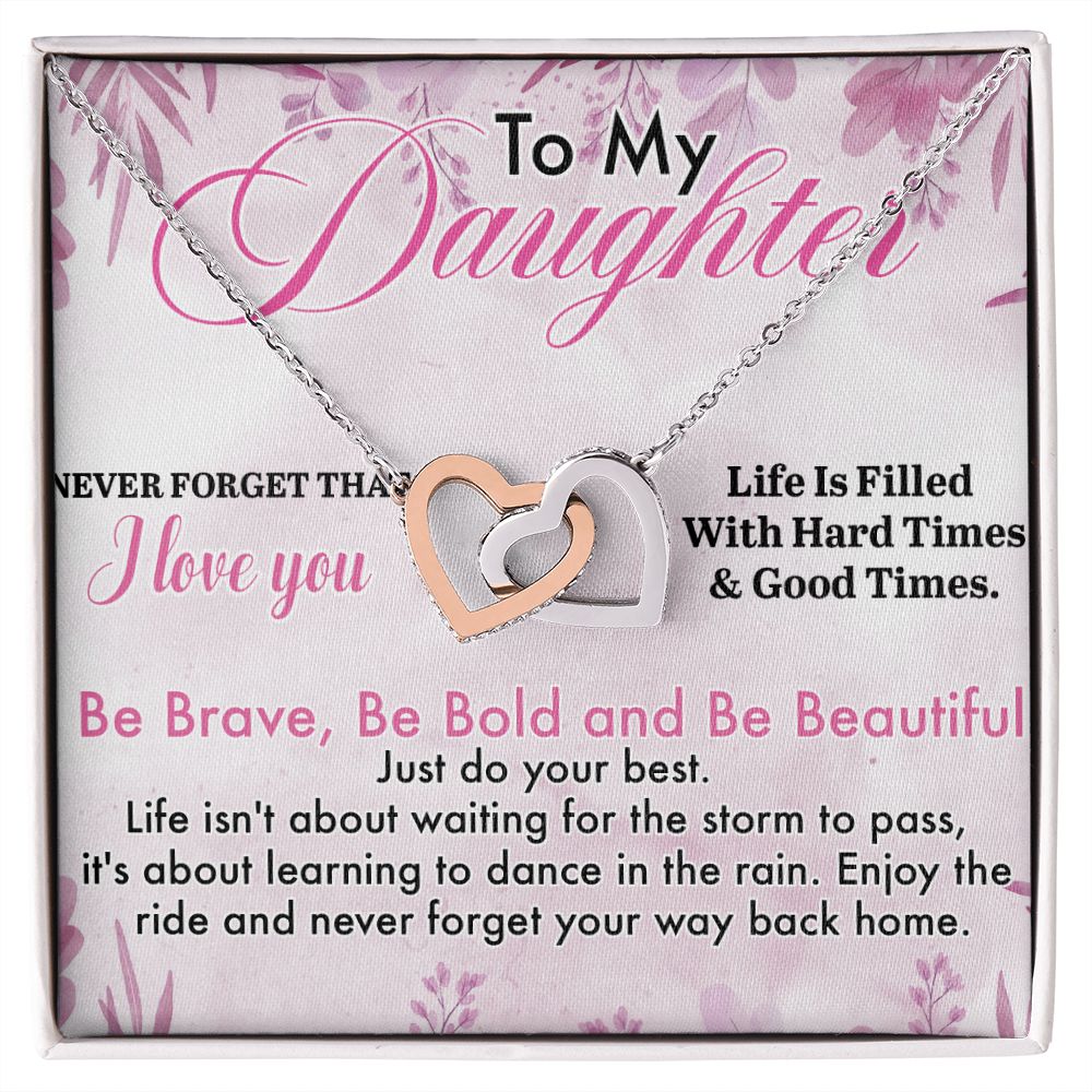 Mother Daughter Gift Ideas, To My Daughter Gift Necklace from Mom, Jewelry Pendant Present for Daughter, Birthday Christmas Gift Graduation Gifts for Daughters, Mother and Daughter Necklace 28 Interlocking Hearts Necklace