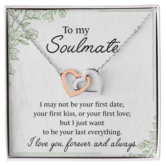 To My Soulmate Necklace for Women Birthday Christmas Jewelry Gifts For My Wife with Message Card Box Personalized Gift Present Pendant for Future Wife Soulmate Girlfriend Love 25 Interlocking Hearts Necklace