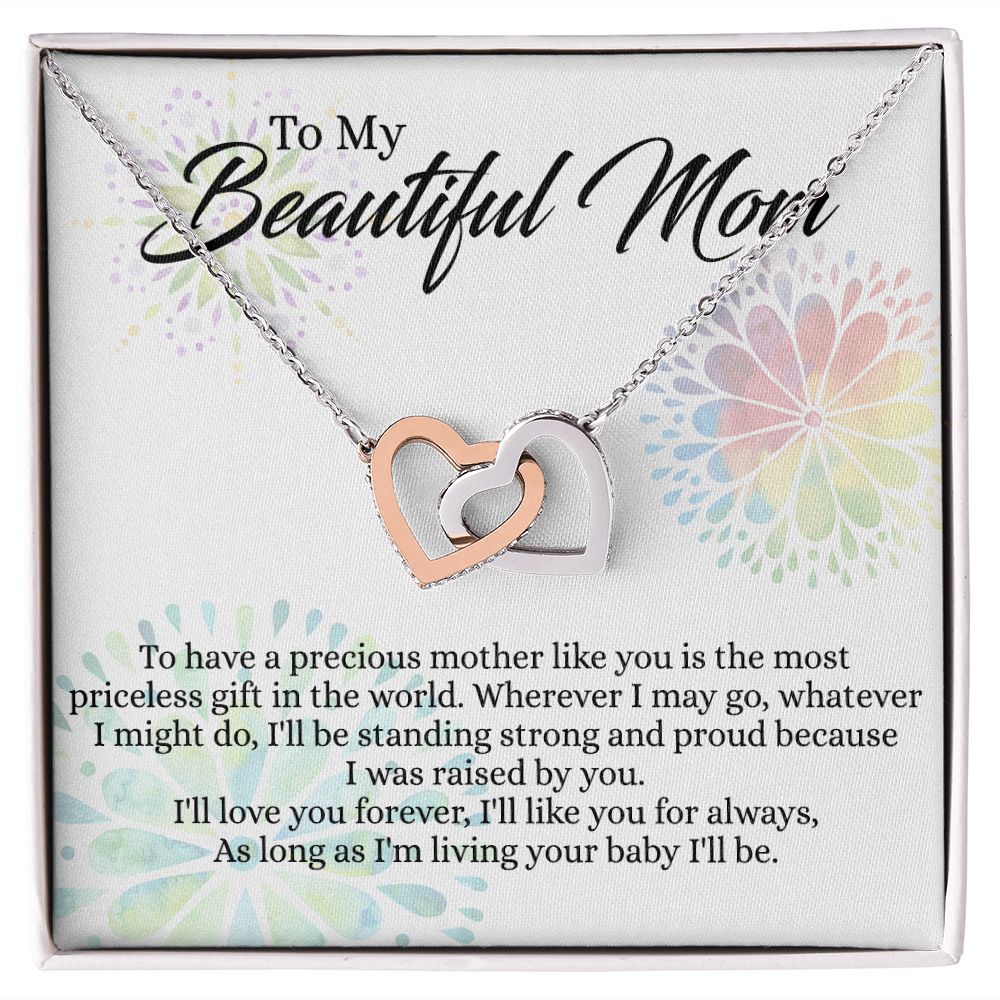 To My Mom Necklace, Gift For Mom, Mother's Day Gift from Daughter, Mom Jewelry Gift for Mothers Day, Birthday Gift for Mother, Moms Gift from Daughter Son, Necklace for Mom Mother 4 Interlocking Hearts Necklace
