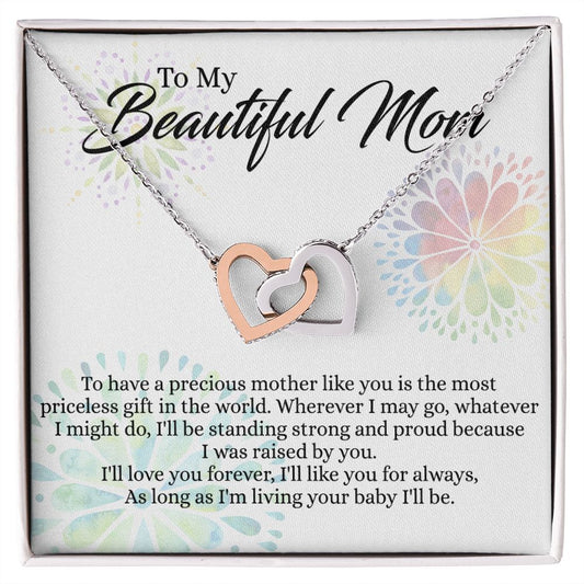 To My Mom Necklace, Gift For Mom, Mother's Day Gift from Daughter, Mom Jewelry Gift for Mothers Day, Birthday Gift for Mother, Moms Gift from Daughter Son, Necklace for Mom Mother 4 Interlocking Hearts Necklace