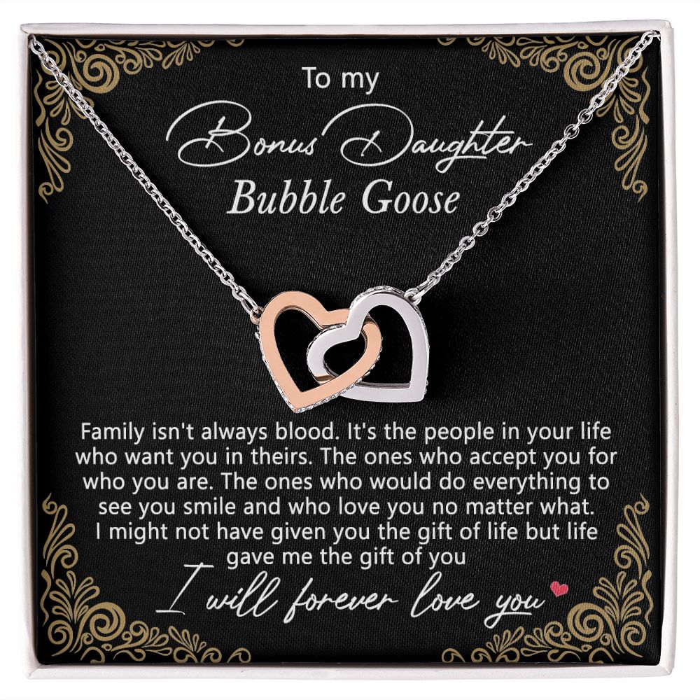 Bonus Daughter Gifts From Stepdad, Step Daughter Gifts From Stepmom, Stepdaughter Gifts From Stepdad, Father Stepdaughter Necklace, To My Bonus Daughter Necklaces, Christmas Gifts For Bonus9 Interlocking Hearts Necklace
