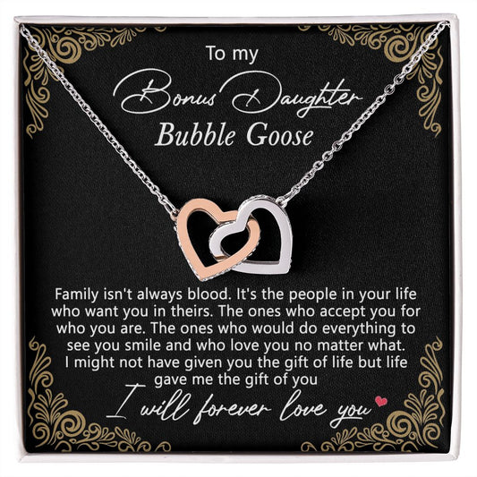 Bonus Daughter Gifts From Stepdad, Step Daughter Gifts From Stepmom, Stepdaughter Gifts From Stepdad, Father Stepdaughter Necklace, To My Bonus Daughter Necklaces, Christmas Gifts For Bonus9 Interlocking Hearts Necklace