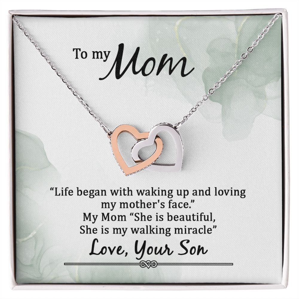 Mom Necklace Gifts for Mom from Daughter to Mom Gifts for Mothers Day from Daughter, To My Mom Necklace from Daughter to Mom Birthday Gifts Necklace with Message Card and Gift Box20 Interlocking Hearts Necklace