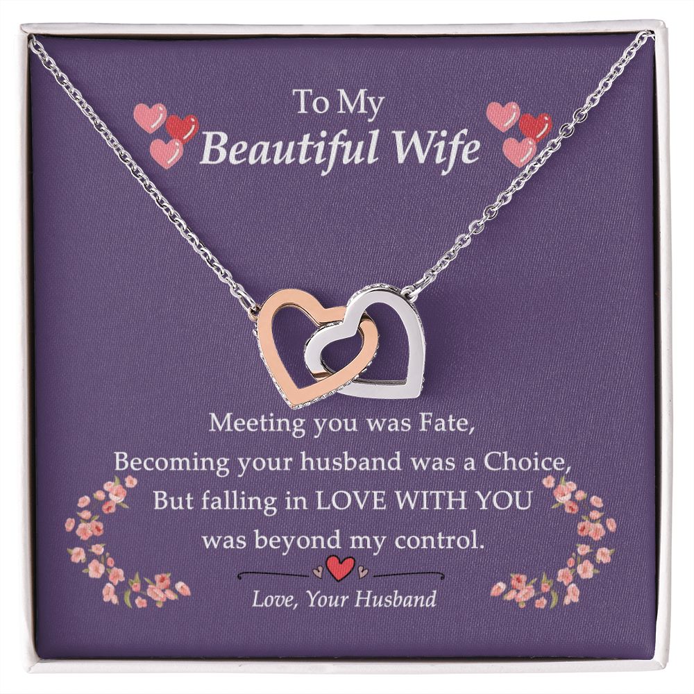 To my Beautiful Wife Necklace, Birthday For Wife Anniversary From Husband, Wedding, Anniversary, Gift for Wife, Interlocking Hearts Necklace for Wife Luxury Jewelry styles On Birthday, Xmas, Anniversary