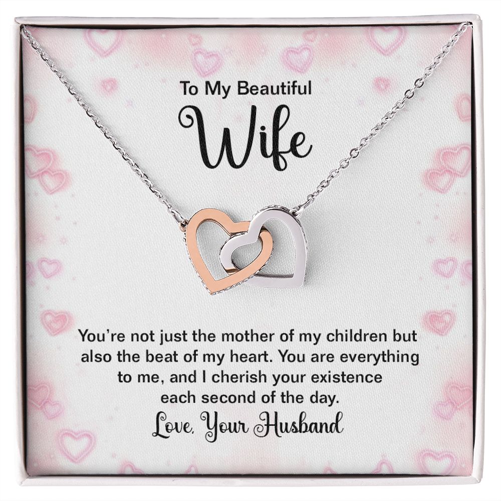 Valentine's Day Gift for Wife, Interlocking Hearts Necklace for Wife, Necklace for Wife from Husband, Gold/Silver Pendant, Present for Birthday, Anniversary, Christmas