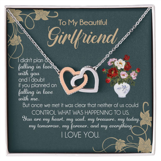To My Girlfriend Necklace Valentine Gift From Boyfriend Necklace for Girlfriend Interlocking Hearts Necklace