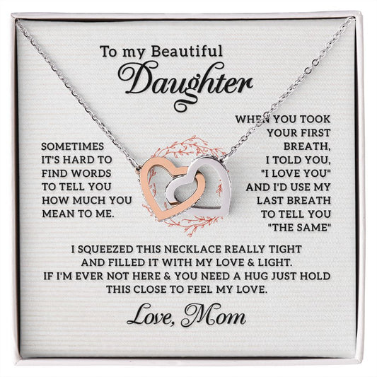 To My Beautiful Daughter Necklace from Mom, Mother and Daughter Necklace, Gift for Daughter, Necklace for Daughter, Gift for Daughter from Mom, Daughter Gift from Mother 301 Interlocking Hearts Necklace