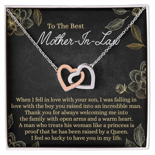 Mother In Law Gift, Cute Mother In Law Gifts Christmas, Unique Gift for Mother In Law Birthday, Best Mother In Law Gift, Mother-In-Law Gift Interlocking Hearts Necklace