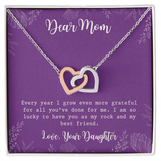 Mom Necklace Gifts for Mom from Daughter to Mom Gifts for Mothers Day from Daughter, To My Mom Necklace from Daughter to Mom Birthday Gifts Necklace with Message Card and Gift Box2234 Interlocking Hearts Necklace