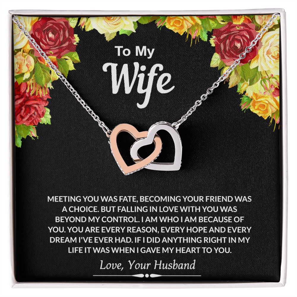 To My Wife Necklace from Husband Jewelry Gift For Wife Valentines Gift for Her Interlocking Hearts Necklace