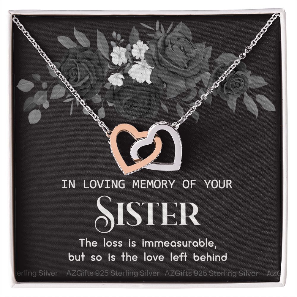 In Memory Of Your Sister, Sympathy Gift Loss Of Sister, Sympathy Gift Box, Loss Of Sister Necklace, Loss Of Sister, Loss Of A Sister Interlocking Hearts Necklace