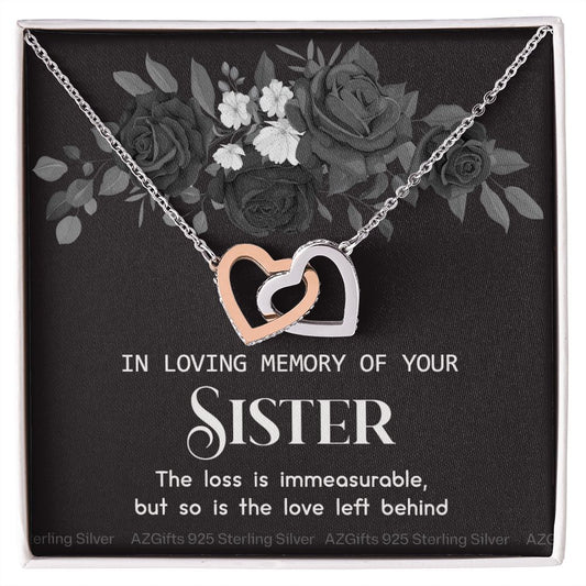In Memory Of Your Sister, Sympathy Gift Loss Of Sister, Sympathy Gift Box, Loss Of Sister Necklace, Loss Of Sister, Loss Of A Sister Interlocking Hearts Necklace