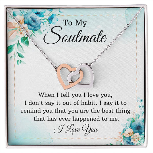 To My Soulmate Necklace for Women Birthday Christmas Jewelry Gifts For My Wife with Message Card Box Personalized Gift Present Pendant for Future Wife Soulmate Girlfriend Love 12 Interlocking Hearts Necklace