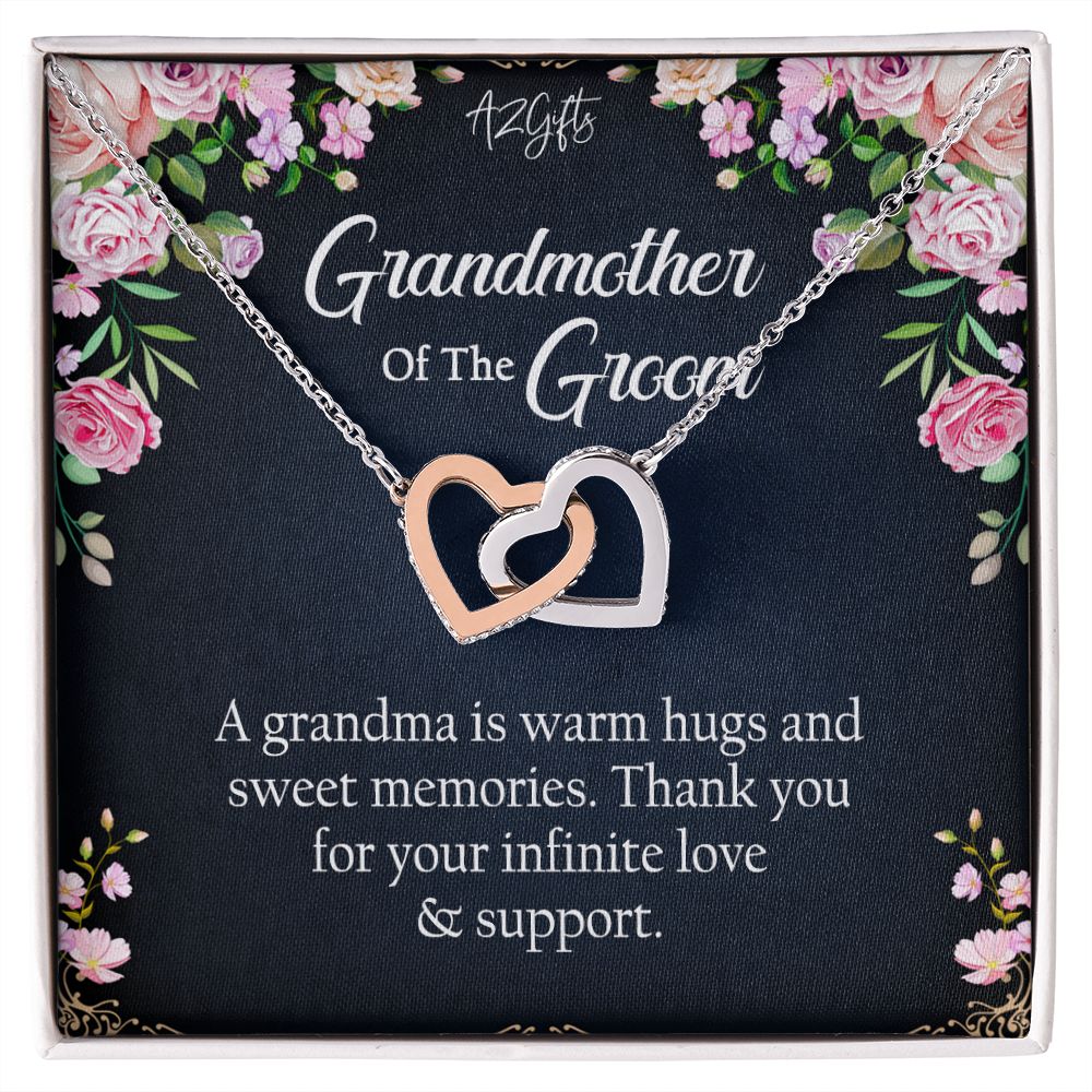 To My Grandmother Necklace, Gift for Grandmother Necklace, Mothers Day Gift For Grandma Nana, Grandma Jewelry From Grandchildren GrandKids , Jewelry Box Gift For Grandma Grandmother2 Interlocking Hearts Necklace