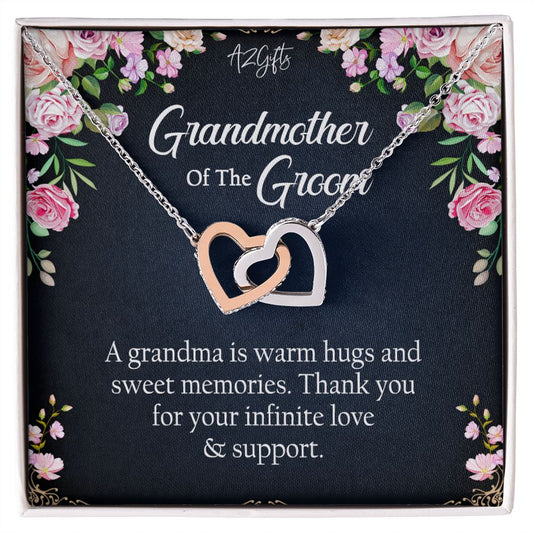 To My Grandmother Necklace, Gift for Grandmother Necklace, Mothers Day Gift For Grandma Nana, Grandma Jewelry From Grandchildren GrandKids , Jewelry Box Gift For Grandma Grandmother2 Interlocking Hearts Necklace