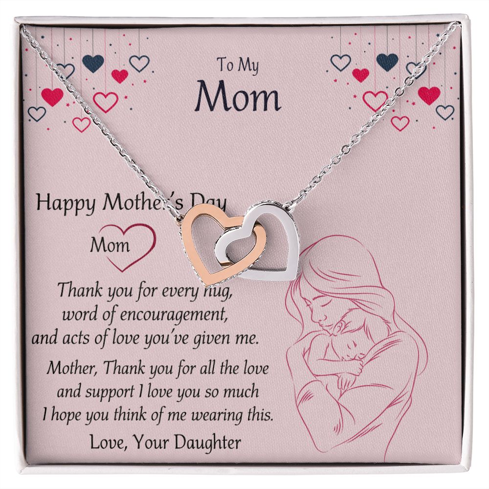 Mom Necklace Gifts for Mom from Daughter to Mom Gifts for Mothers Day from Daughter, To My Mom Necklace from Daughter to Mom Birthday Gifts Necklace with Message Card and Gift Box10 Interlocking Hearts Necklace