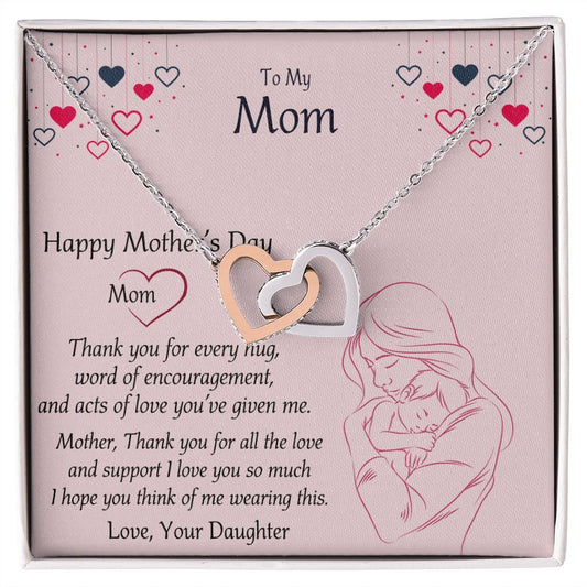 Mom Necklace Gifts for Mom from Daughter to Mom Gifts for Mothers Day from Daughter, To My Mom Necklace from Daughter to Mom Birthday Gifts Necklace with Message Card and Gift Box10 Interlocking Hearts Necklace