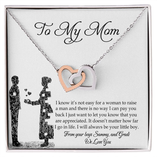Mom Necklace Gifts for Mom from Daughter to Mom Gifts for Mothers Day from Daughter, To My Mom Necklace from Daughter to Mom Birthday Gifts Necklace with Message Card and Gift Box2 Interlocking Hearts Necklace