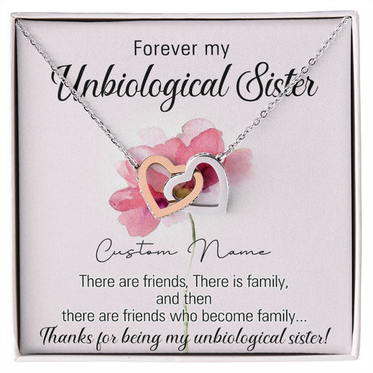 To My Unbiological Sister Necklace for Soul Sister Gift for Big Little Sorority Sister in Law Necklace for Sister Gift Tribe Jewelry Birthday Gift Idea for Best Friend 301 Interlocking Hearts Necklace