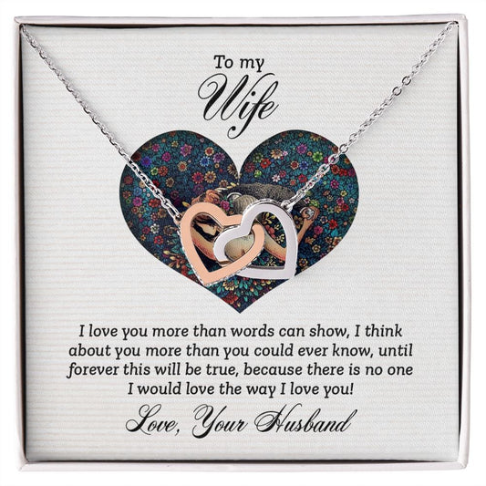 Birthday Gifts For Wife, Necklace Gifts For Wife From Husband, To My Wife Jewelry For Women , To My Wife Necklace  from Husband Wedding Anniversary Present For Wife, Beautiful Wife Jewelry Christmas23 Interlocking Hearts Necklace
