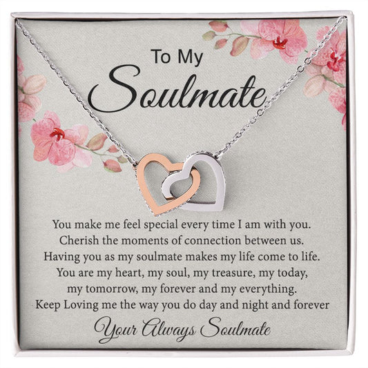 To My Soulmate Necklace for Women Birthday Christmas Jewelry Gifts For My Wife with Message Card Box Personalized Gift Present Pendant for Future Wife Soulmate Girlfriend Love 27 Interlocking Hearts Necklace