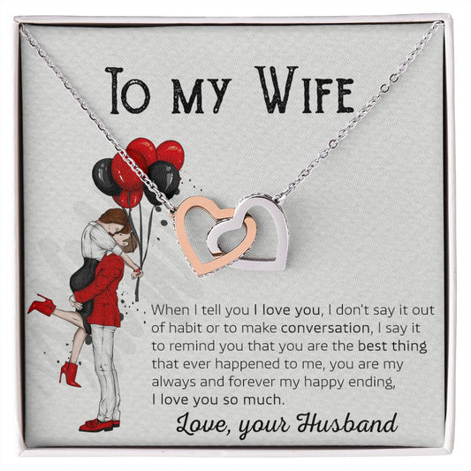 Birthday Gifts For Wife, Necklace Gifts For Wife From Husband, To My Wife Jewelry For Women , To My Wife Necklace  from Husband Wedding Anniversary Present For Wife, Beautiful Wife Jewelry Christmas 7 Interlocking Hearts Necklace