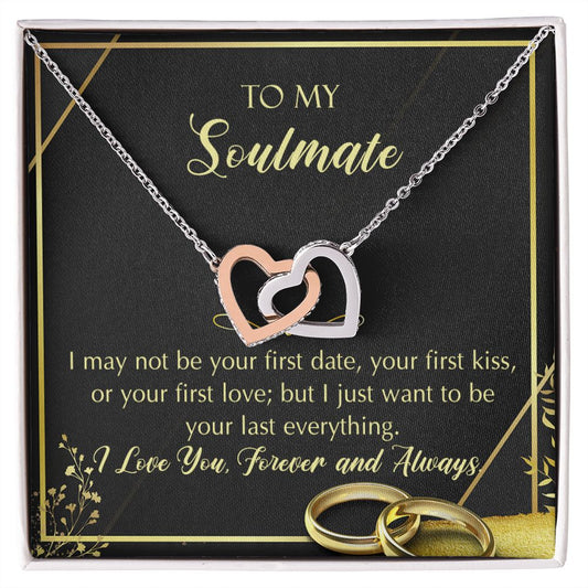 To My Soulmate Necklace for Women Birthday Christmas Jewelry Gifts For My Wife with Message Card Box Personalized Gift Present Pendant for Future Wife Soulmate Girlfriend Love 28 Interlocking Hearts Necklace
