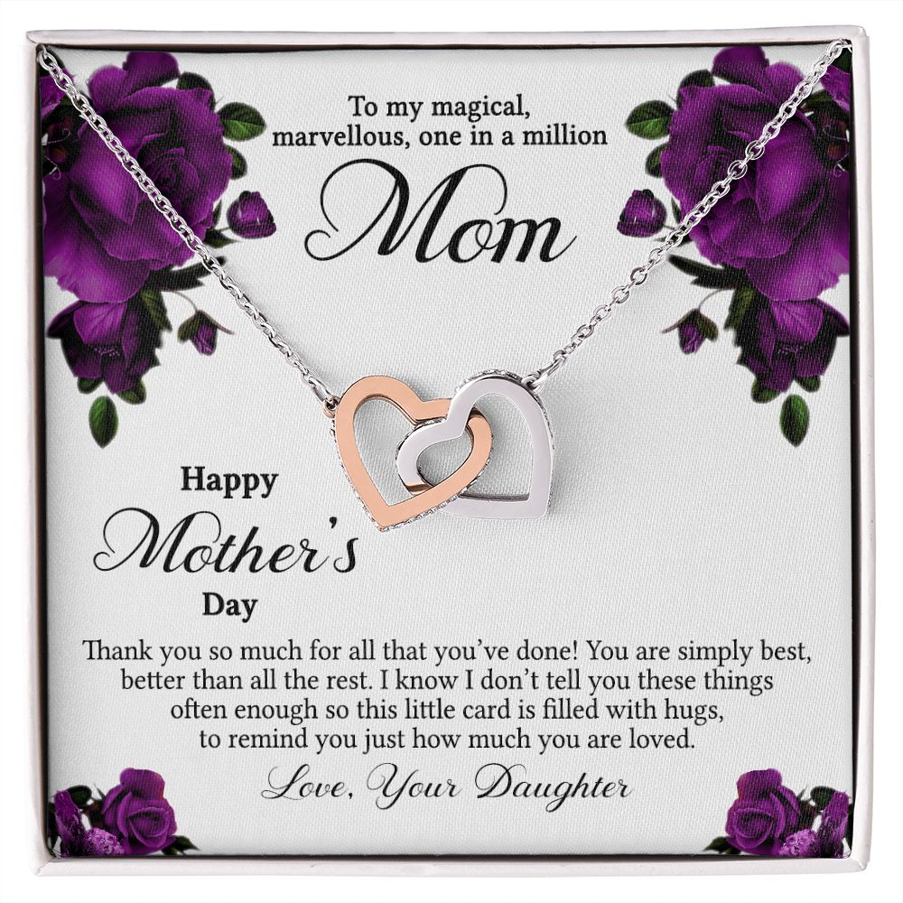 Mom Necklace Gifts for Mom from Daughter to Mom Gifts for Mothers Day from Daughter, To My Mom Necklace from Daughter to Mom Birthday Gifts Necklace with Message Card and Gift Box3 Interlocking Hearts Necklace