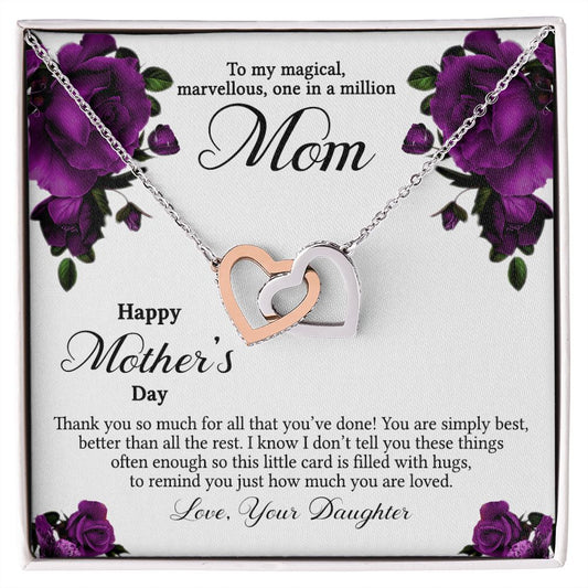 Mom Necklace Gifts for Mom from Daughter to Mom Gifts for Mothers Day from Daughter, To My Mom Necklace from Daughter to Mom Birthday Gifts Necklace with Message Card and Gift Box3 Interlocking Hearts Necklace