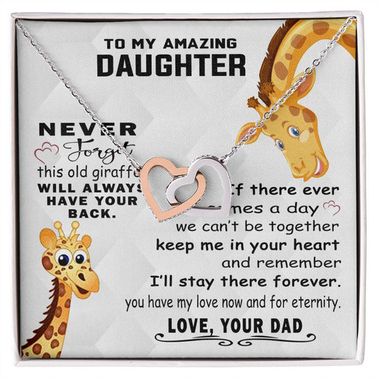 Jewelry Pendant Present for Daughter, To My Daughter Gift Necklace from Mom, Mother Daughter Gift Ideas, Birthday Christmas Gift Graduation Gifts for Daughters, Mother and Daughter Necklace 18 Interlocking Hearts Necklace