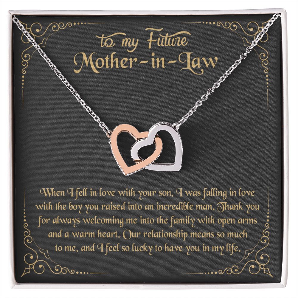 Mother in Law Necklace, Jewelry for Women, Future Mother in Law Gifts from Daughter in Law, Mother of Bride Gifts For Mother in Law, Birthday Gifts For Mother In Law From Daughter In Law10 Interlocking Hearts Necklace