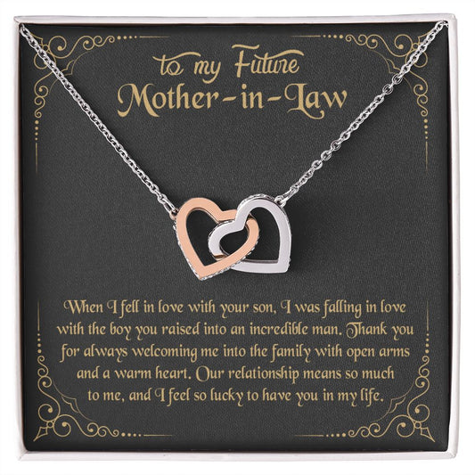 Mother in Law Necklace, Jewelry for Women, Future Mother in Law Gifts from Daughter in Law, Mother of Bride Gifts For Mother in Law, Birthday Gifts For Mother In Law From Daughter In Law10 Interlocking Hearts Necklace
