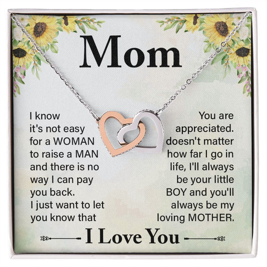 To My Mom Necklace, Gift For Mom, Mother's Day Gift from Daughter, Mom Jewelry Gift for Mothers Day, Birthday Gift for Mother, Moms Gift from Daughter Son, Necklace for Mom Mother 20 Interlocking Hearts Necklace