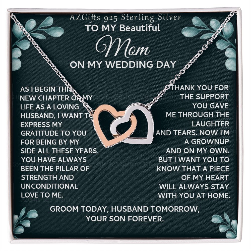 To My Beautiful Mom Necklace from Son, Gift for Mom, Gift from Son for Mother, Mother of Groom Gift, Necklace for Mother of Groom Wedding Day, To my Mom Necklace 301 Interlocking Hearts Necklace