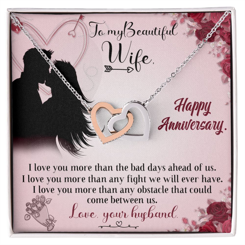 To My Beautiful Wife Necklace, Wedding Anniversary Jewelry For Women, Necklace For Wife from Husband, Gifts For Wife Birthday Gifts Necklace, Jewelry With Message Card In A Gift Box