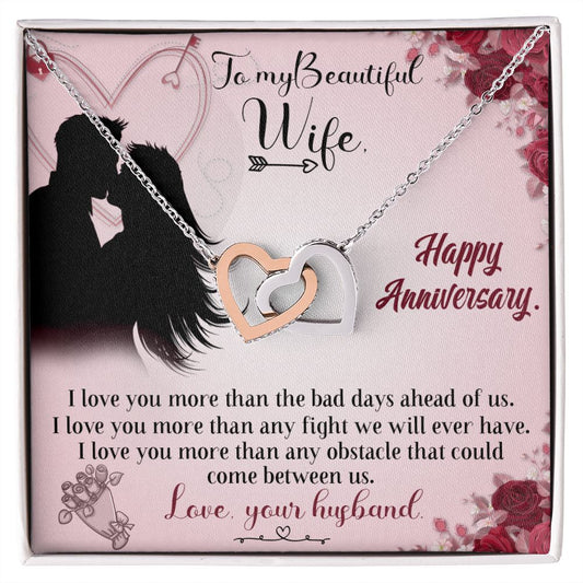 To My Beautiful Wife Necklace, Wedding Anniversary Jewelry For Women, Necklace For Wife from Husband, Gifts For Wife Birthday Gifts Necklace, Jewelry With Message Card In A Gift Box