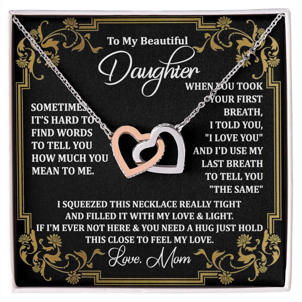 Mother Daughter Gift Ideas, To My Daughter Gift Necklace from Mom, Jewelry Pendant Present for Daughter, Birthday Christmas Gift Graduation Gifts for Daughters, Mother and Daughter Necklace 2134 Interlocking Hearts Necklace