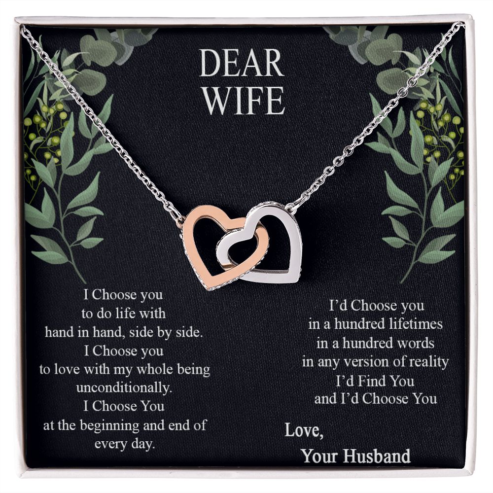 Birthday Gifts For Wife, Necklace Gifts For Wife From Husband, To My Wife Jewelry For Women , To My Wife Necklace  from Husband Wedding Anniversary Present For Wife, Beautiful Wife Jewelry Christmas12 Interlocking Hearts Necklace