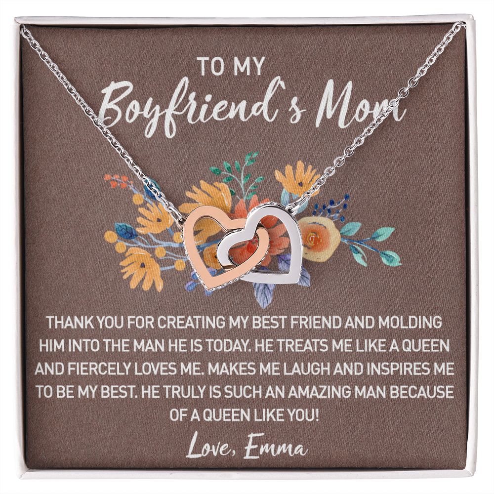 Gift for Boyfriend's Mom, Boyfriend Mom Gift, To My Boyfriends Mom's Gift, Mother's Day Gift for Boyfriends Mom, Boyfriend Mom Interlocking Hearts Necklace