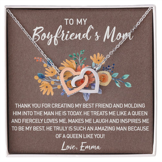 Gift for Boyfriend's Mom, Boyfriend Mom Gift, To My Boyfriends Mom's Gift, Mother's Day Gift for Boyfriends Mom, Boyfriend Mom Interlocking Hearts Necklace